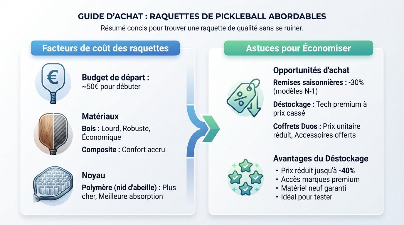Comparaison de raquettes de pickleball abordables en composite et bois pour débutants