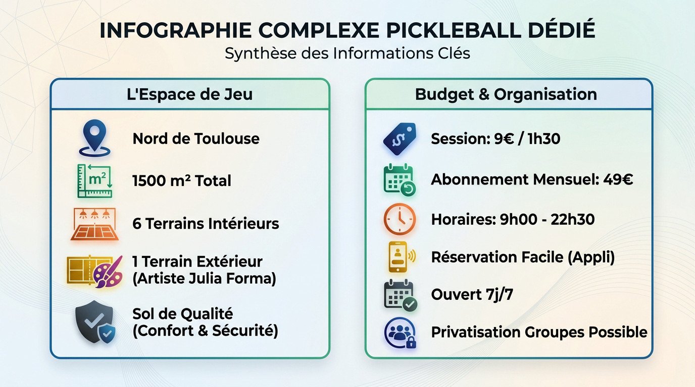 Vue d'ensemble des terrains intérieurs du complexe Smash Pickleball Toulouse