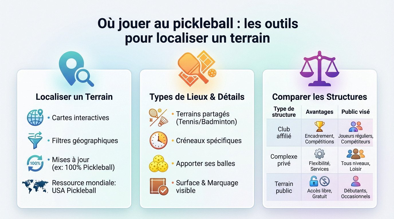 Carte interactive sur tablette montrant où jouer au pickleball